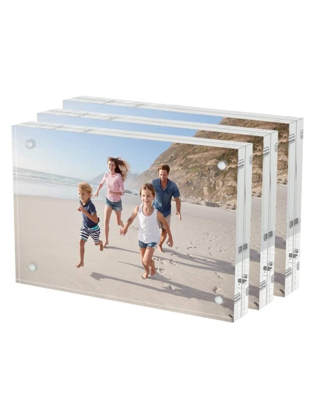 Acrylic Picture Frames 4x6 3 Pack Magnetic Double-Sided Thicker Panels
